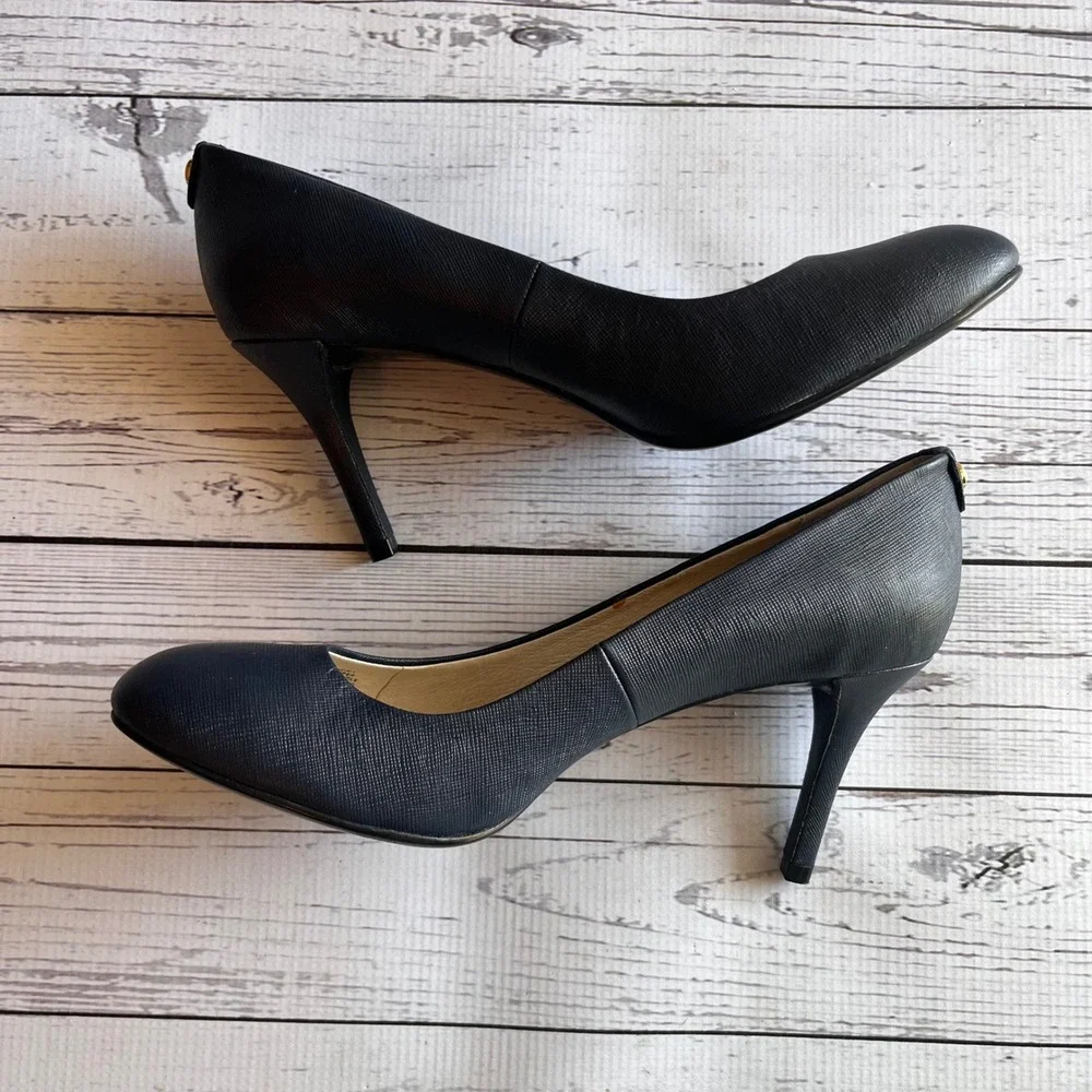 Michael Kors‎ Navy Saffiano Leather Pumps Heels Designer Logo Corpcore Womens 8